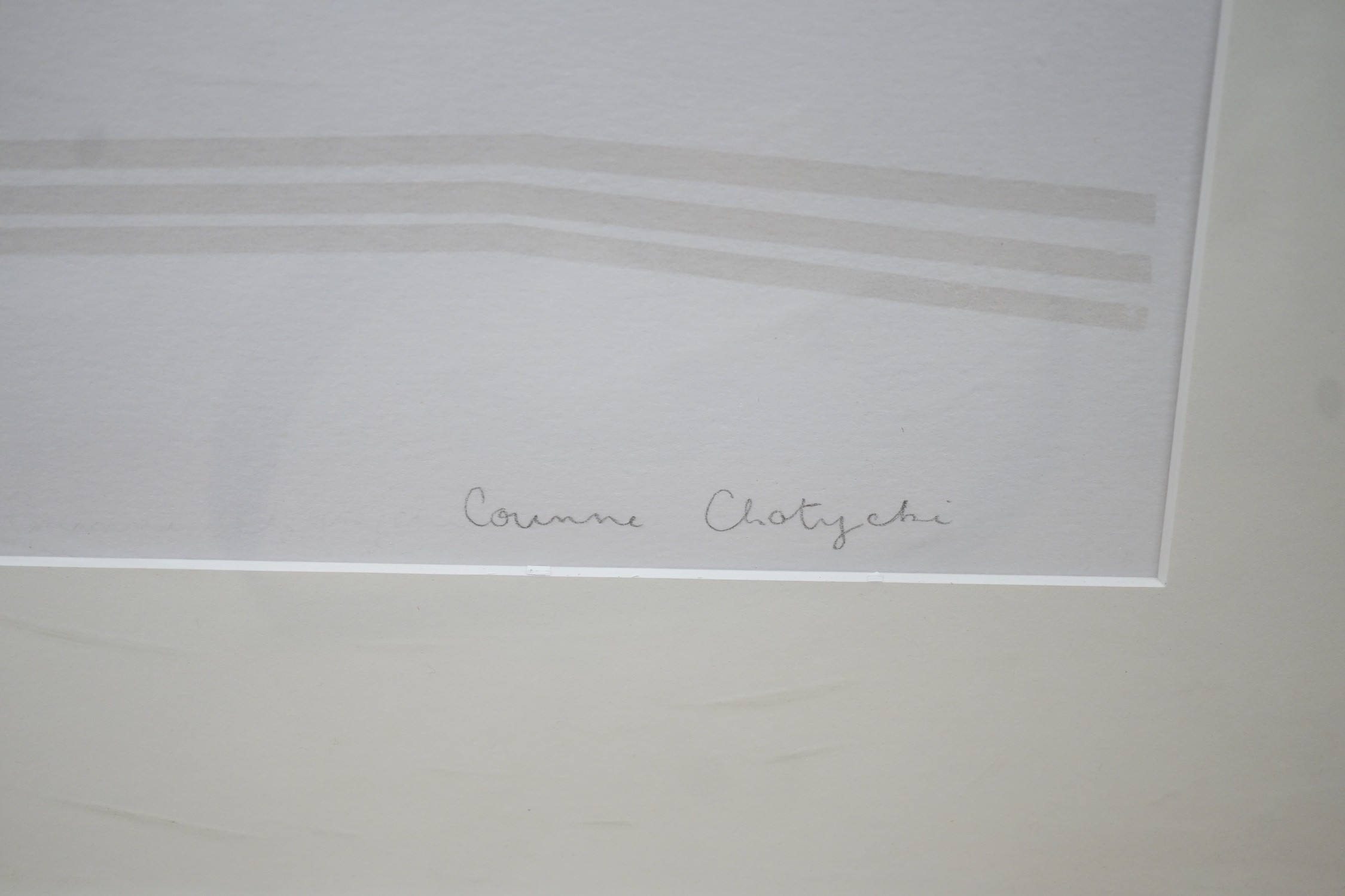 Corinne Chatychi?, pair of colour prints, Figure with raised arms and legs, signed in pencil, 49 x 66cm